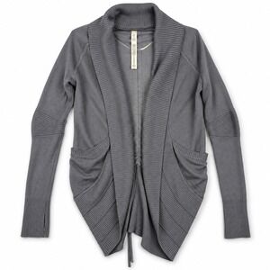 Lululemon Mudra Open Front Cardigan Grey Cashmere Blend Size 6